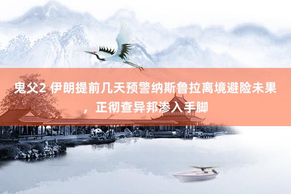 鬼父2 伊朗提前几天预警纳斯鲁拉离境避险未果，正彻查异邦渗入手脚