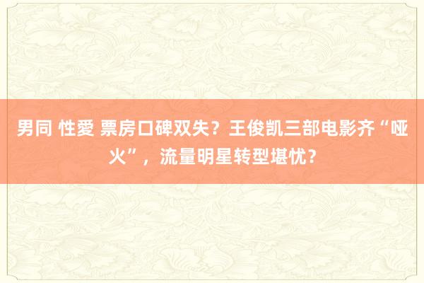 男同 性愛 票房口碑双失？王俊凯三部电影齐“哑火”，流量明星转型堪忧？