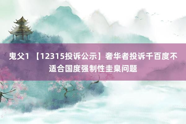 鬼父1 【12315投诉公示】奢华者投诉千百度不适合国度强制性圭臬问题