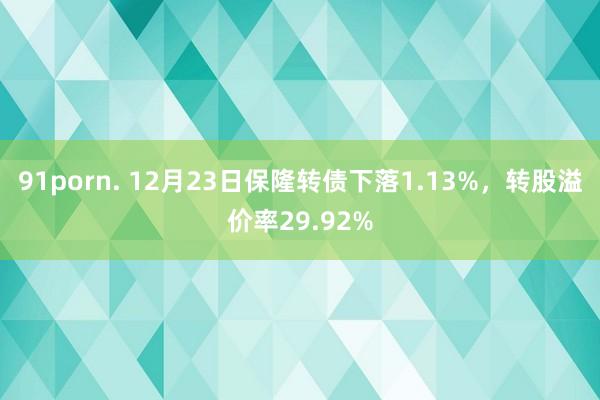 91porn. 12月23日保隆转债下落1.13%，转股溢价率29.92%