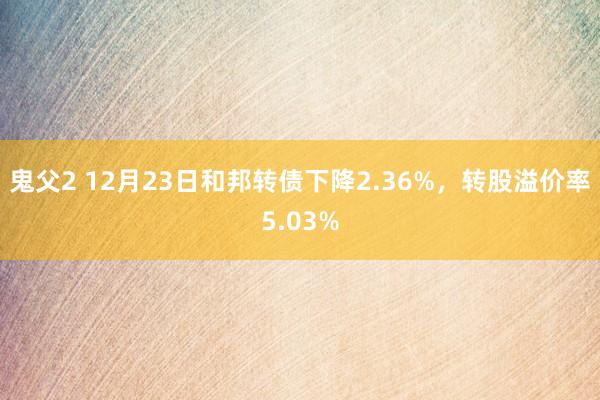 鬼父2 12月23日和邦转债下降2.36%，转股溢价率5.03%