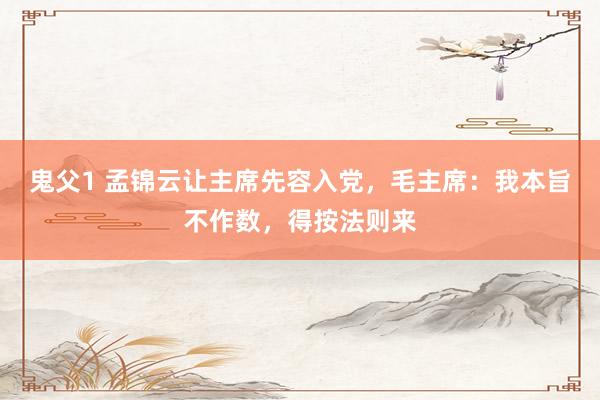 鬼父1 孟锦云让主席先容入党，毛主席：我本旨不作数，得按法则来